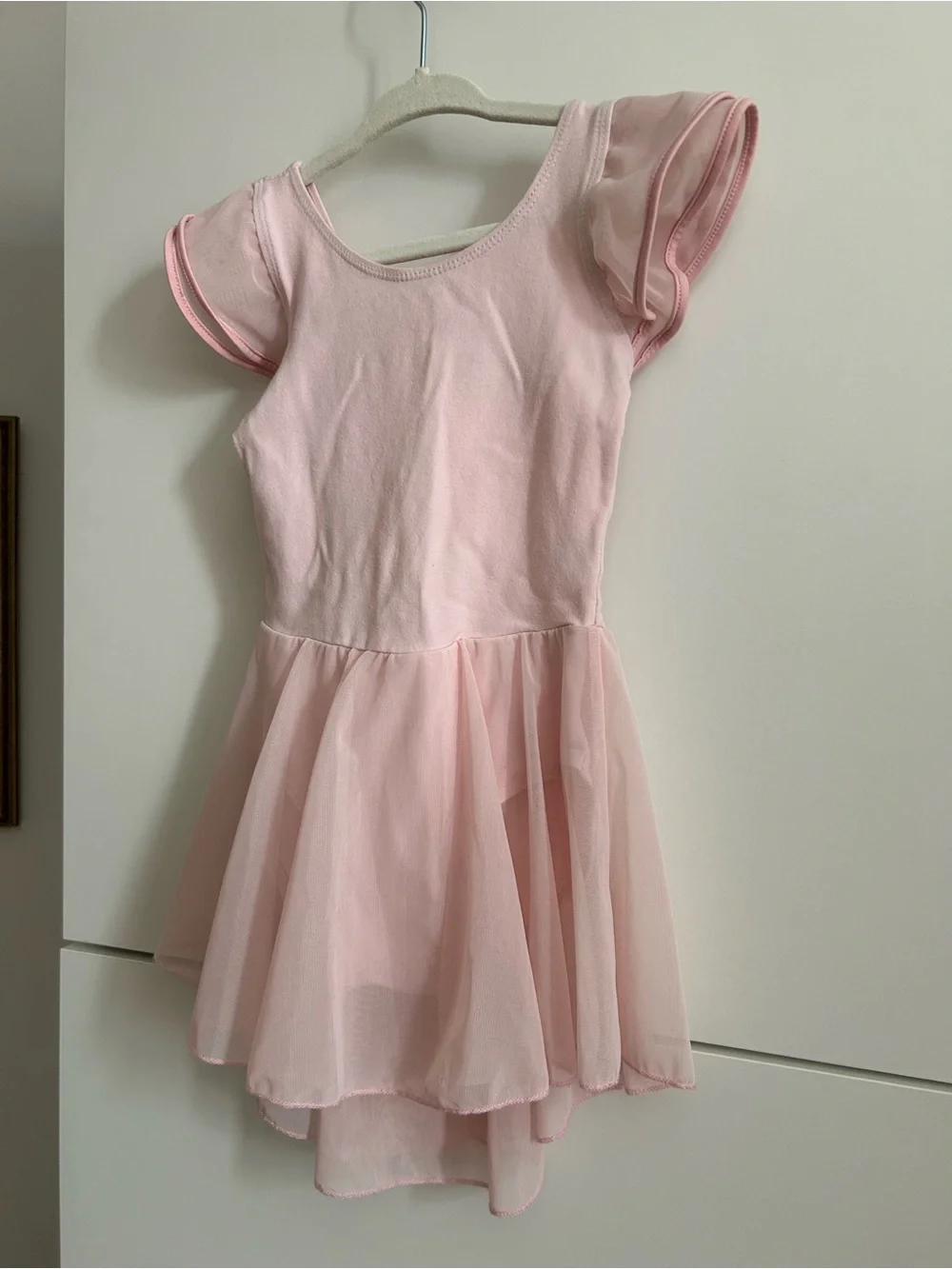 Girls Pink Ballet Tutu Dress with Ruffle Sleeves - Size 110 (US 5)
